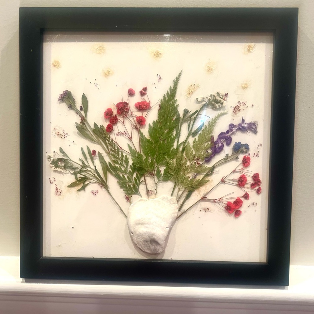 Framed Floral Art with Black Frame